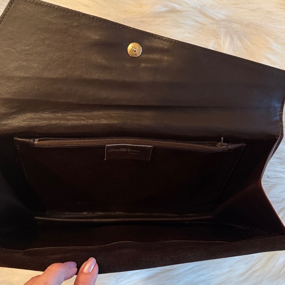 Vintage Saks Fifth Avenue Brown Suede Clutch Italy - Picture 7 of 12